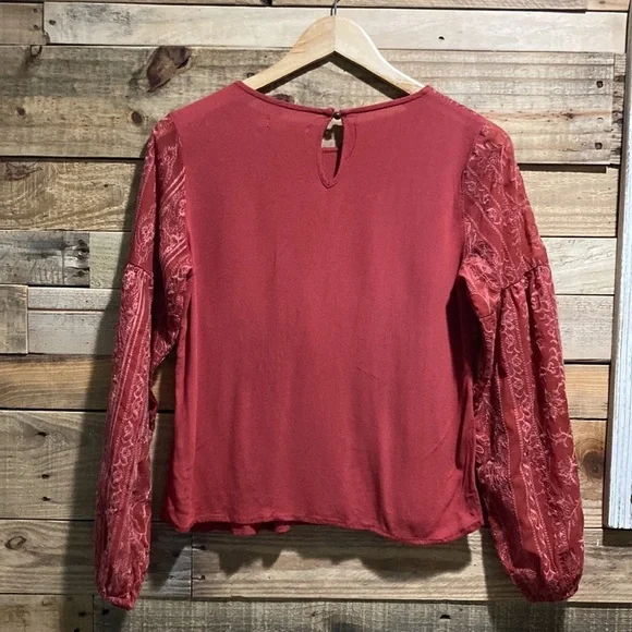TAYLOR & SAGE Lace Boho Gauze Top S.   B - Picture 5 of 9